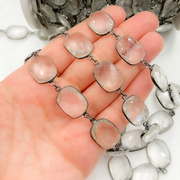 Crystal Rectangle Shape Bezel Oxidized Chain